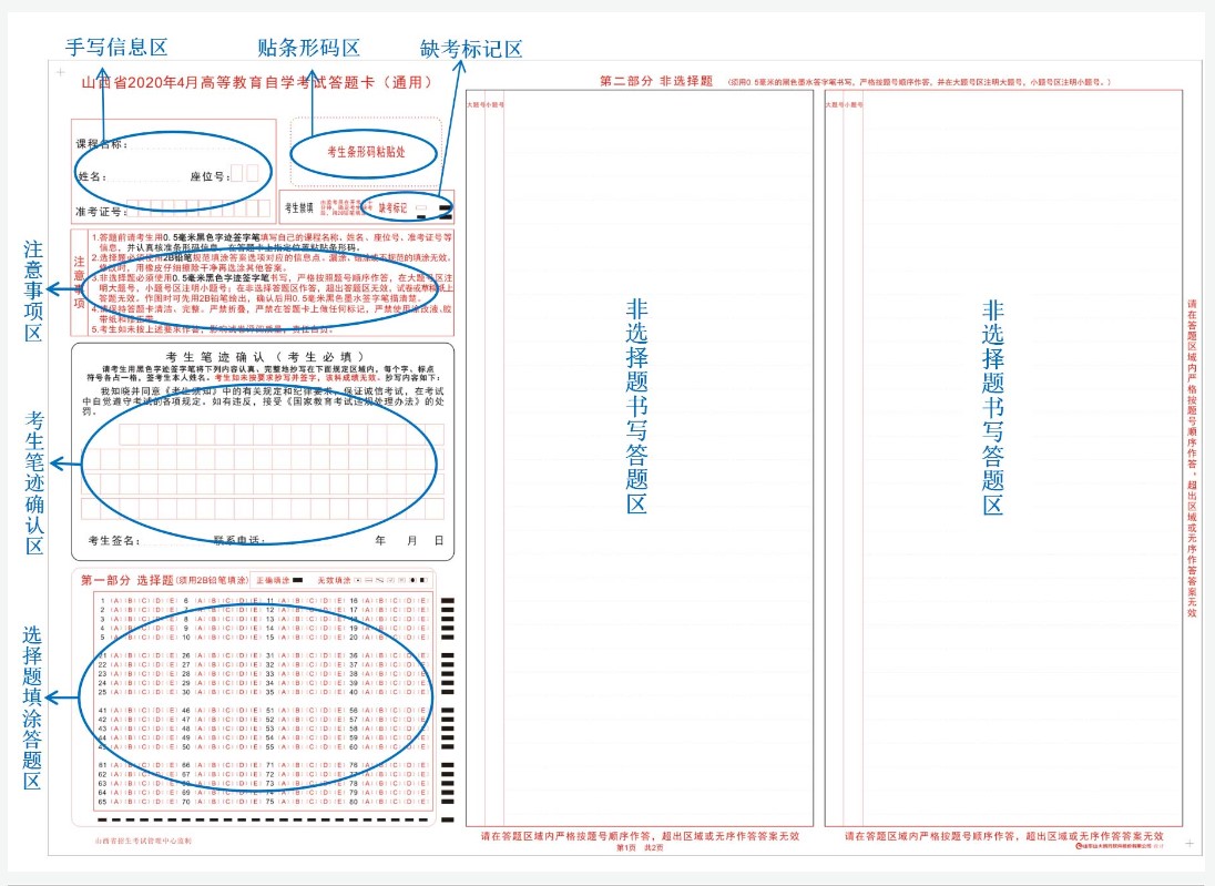 山西：高等教育自学考试考生答题注意事项