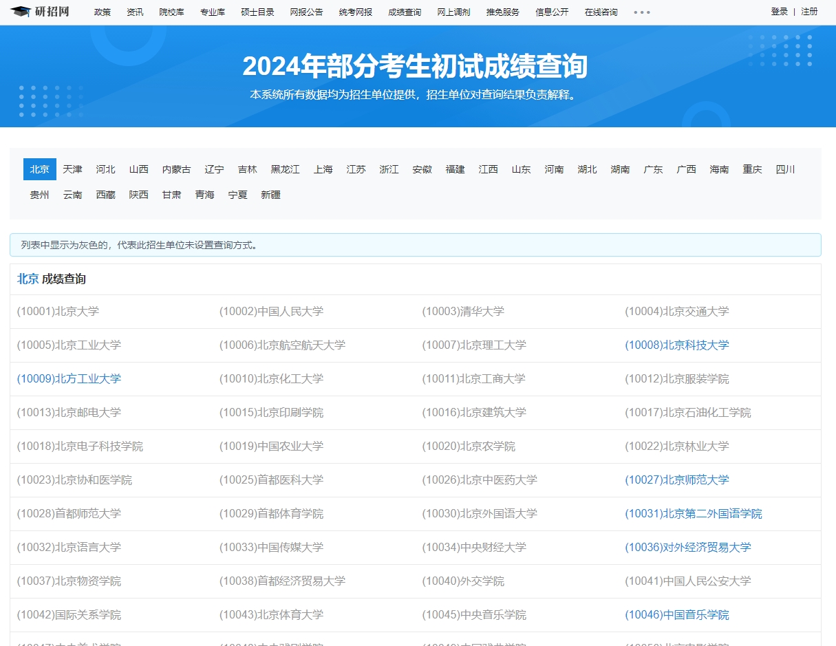 中央民族大学2024年考研初试成绩查询入口